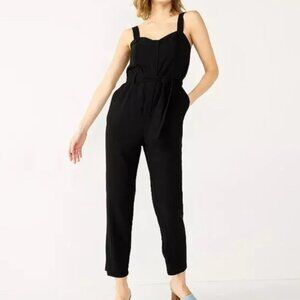 Nine West Sweetheart Tapered Jumpsuit Tan Overalls Coveralls Sergio Black